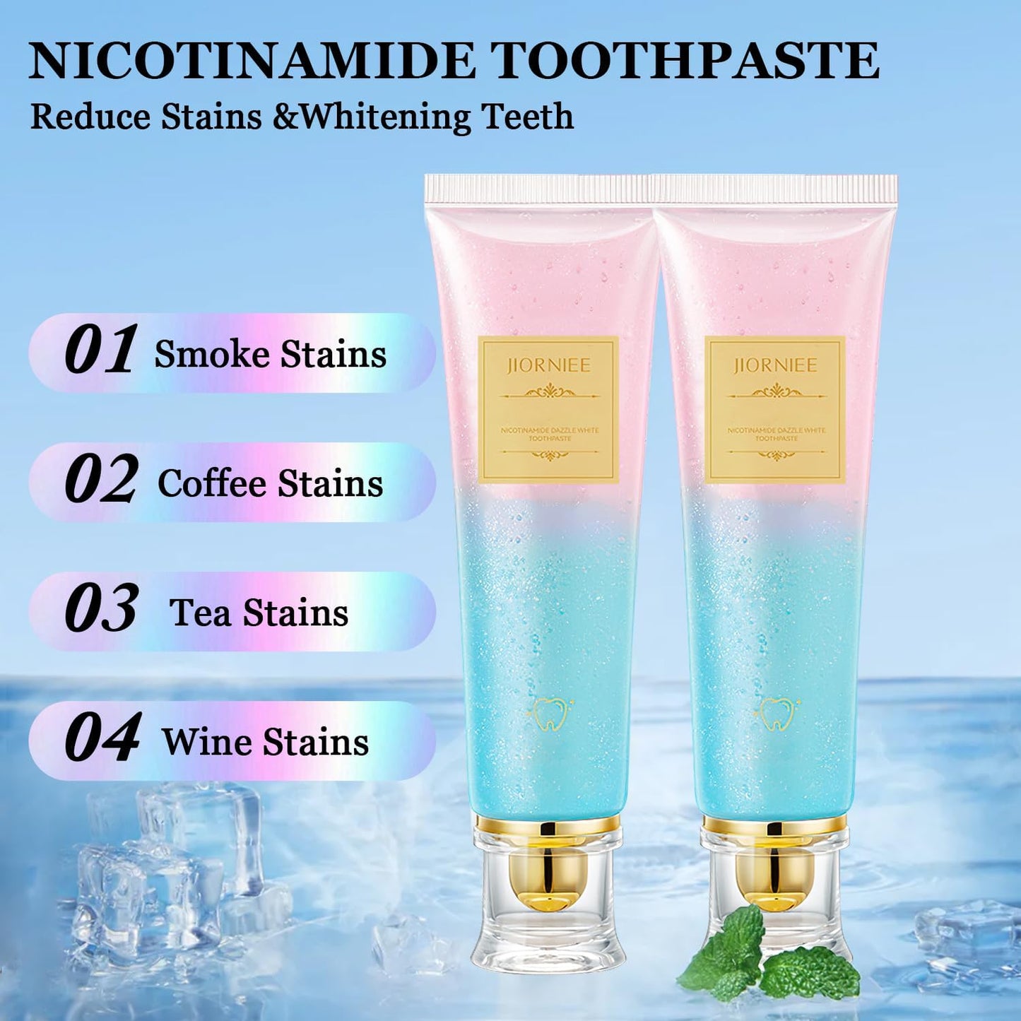 2PCS Niacinamide Toothpaste, Niacinamide Whitening Toothpaste, Niacinamides Intensive Whitening Toothpastes, Fresh Breath, Remove Tooth Stains